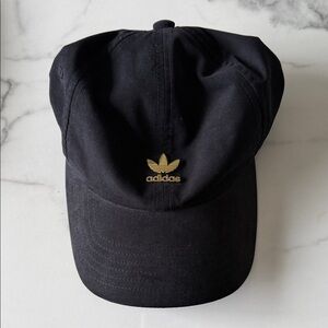 adidas Black Cap with Gold Trefoil. New with tag